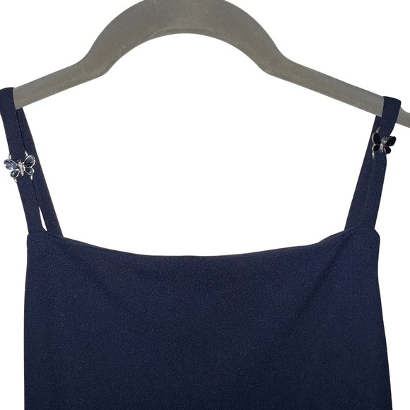 Holiday Party Dress Navy Maxi Slip Dress (Size M) – Butterflies, Y2K, Old Money - Picture 5 of 9